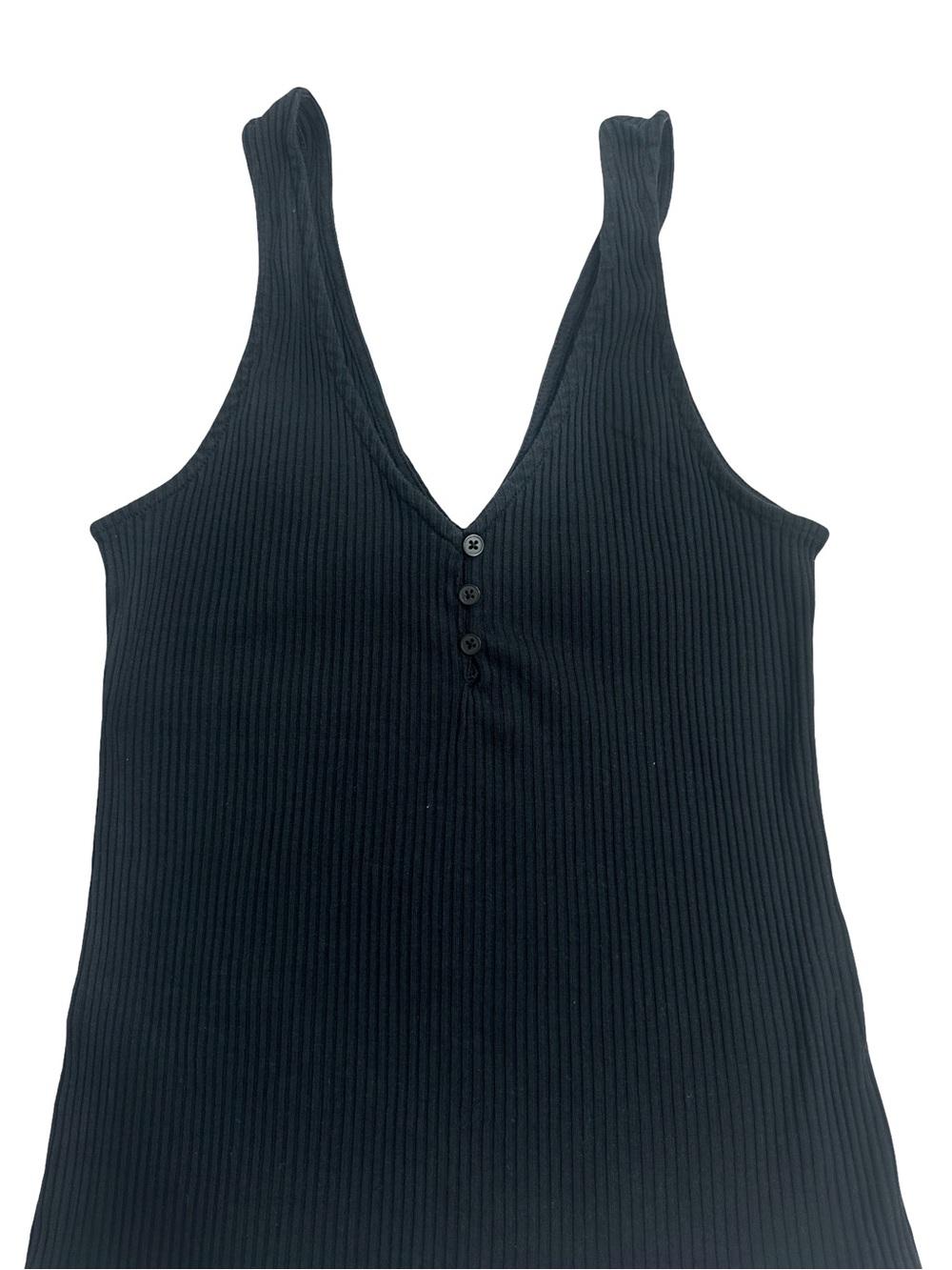 H&M Black Ribbed V-Neck Button Tank - Picture 2 of 3